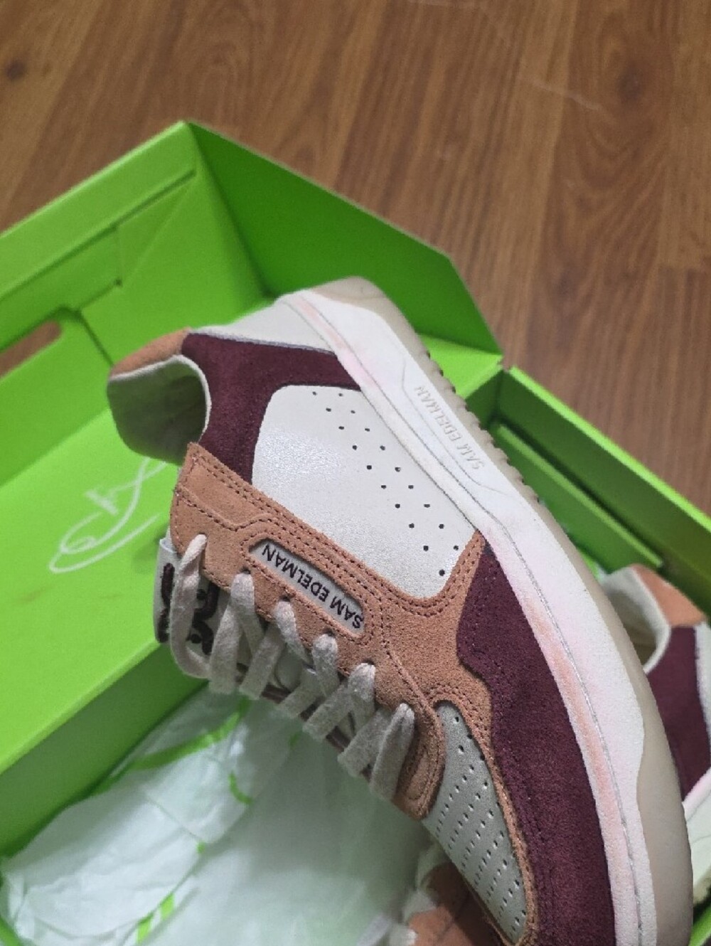 Sam Edelman Burgundy and Tan Suede-Accent Low-Top Sneakers - Picture 5 of 8